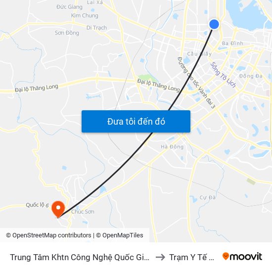 Trung Tâm Khtn Công Nghệ Quốc Gia - 18 Hoàng Quốc Việt to Trạm Y Tế Ngọc Hòa map