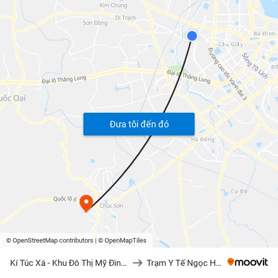 Kí Túc Xá - Khu Đô Thị Mỹ Đình II to Trạm Y Tế Ngọc Hòa map