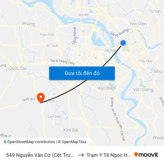 549 Nguyễn Văn Cừ (Cột Trước) to Trạm Y Tế Ngọc Hòa map