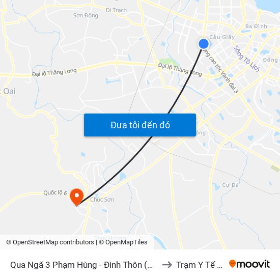 Qua Ngã 3 Phạm Hùng - Đình Thôn (Hướng Đi Phạm Văn Đồng) to Trạm Y Tế Ngọc Hòa map