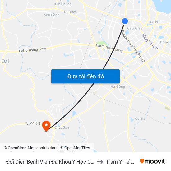 Nhà Máy Nước Mai Dịch - Phạm Hùng to Trạm Y Tế Ngọc Hòa map