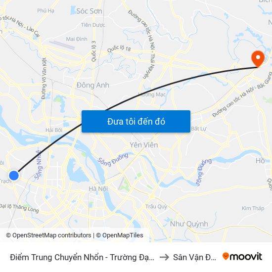 Điểm Trung Chuyển Nhổn - Trường Đại Học Công Nghiệp Hà Nội - Đường 32 to Sân Vận Đông Bắc Ninh map