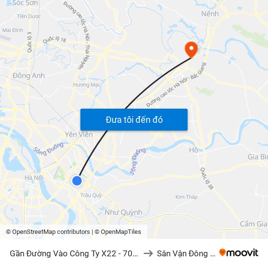 Gần Đường Vào Công Ty X22 - 705 Nguyễn Văn Linh to Sân Vận Đông Bắc Ninh map