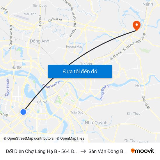 Đối Diện Chợ Láng Hạ B - 564 Đường Láng to Sân Vận Đông Bắc Ninh map