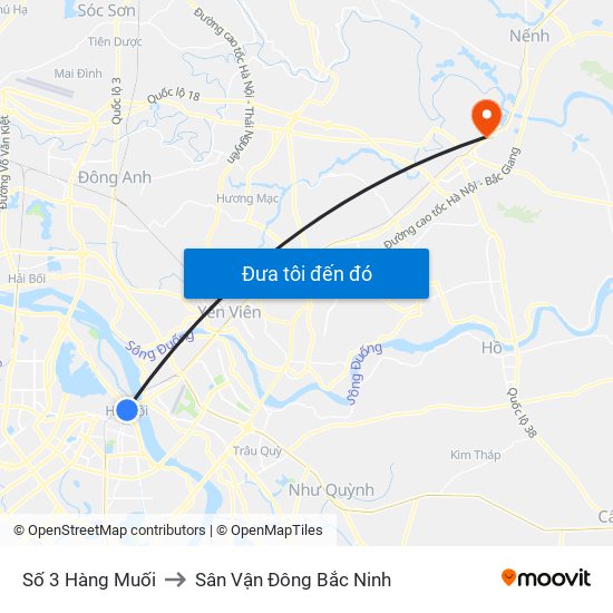 Số 3 Hàng Muối to Sân Vận Đông Bắc Ninh map