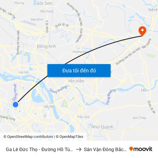 Ga Lê Đức Thọ - Đường Hồ Tùng Mậu to Sân Vận Đông Bắc Ninh map