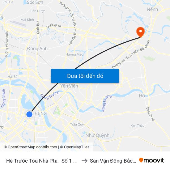 Hè Trước Tòa Nhà Pta - Số 1 Kim Mã to Sân Vận Đông Bắc Ninh map