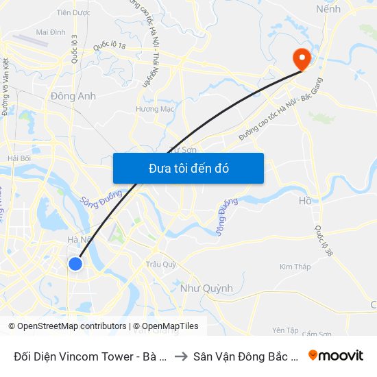 Đối Diện Vincom Tower - Bà Triệu to Sân Vận Đông Bắc Ninh map