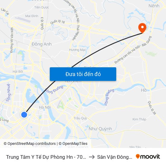 Trung Tâm Y Tế Dự Phòng Hn - 70 Nguyễn Chí Thanh to Sân Vận Đông Bắc Ninh map
