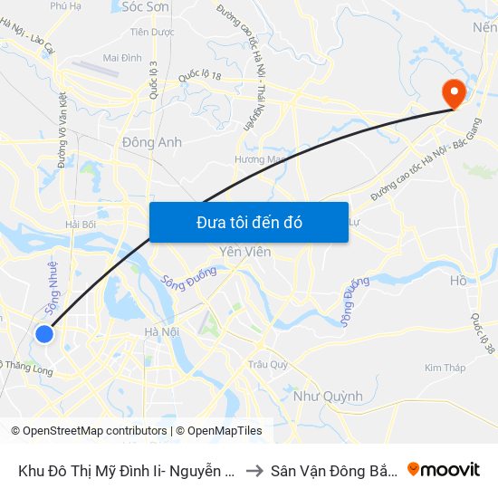 Khu Đô Thị Mỹ Đình Ii- Nguyễn Cơ Thạch to Sân Vận Đông Bắc Ninh map