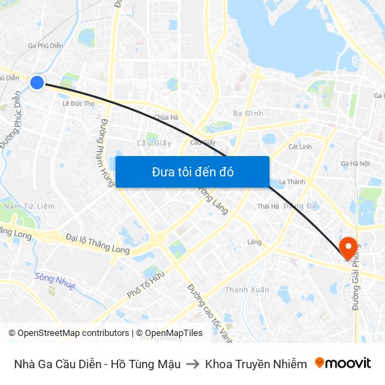 Nhà Ga Cầu Diễn - Hồ Tùng Mậu to Khoa Truyền Nhiễm map