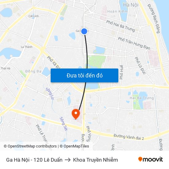 Ga Hà Nội - 120 Lê Duẩn to Khoa Truyền Nhiễm map