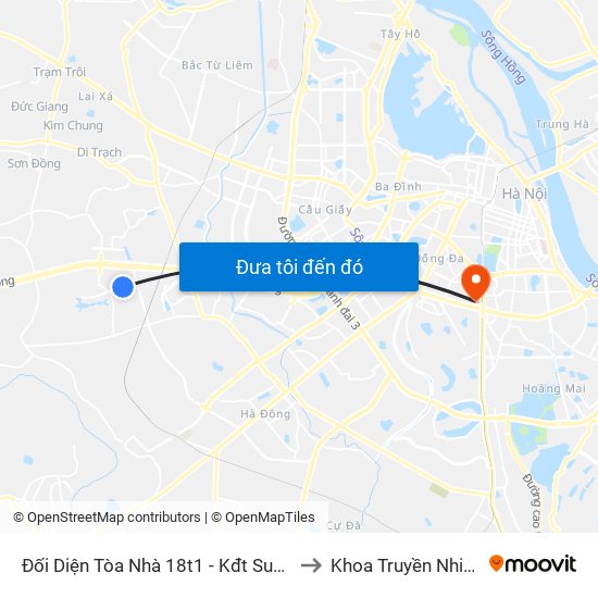 Đối Diện Tòa Nhà 18t1 - Kđt Sudico to Khoa Truyền Nhiễm map