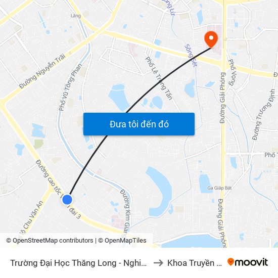 Trường Đại Học Thăng Long - Nghiêm Xuân Yêm to Khoa Truyền Nhiễm map