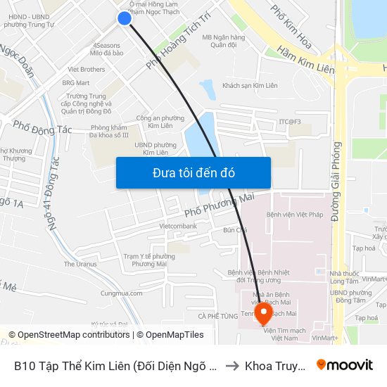 B10 Tập Thể Kim Liên (Đối Diện Ngõ 46b Phạm Ngọc Thạch) to Khoa Truyền Nhiễm map