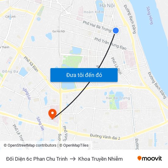 Đối Diện 6c Phan Chu Trinh to Khoa Truyền Nhiễm map