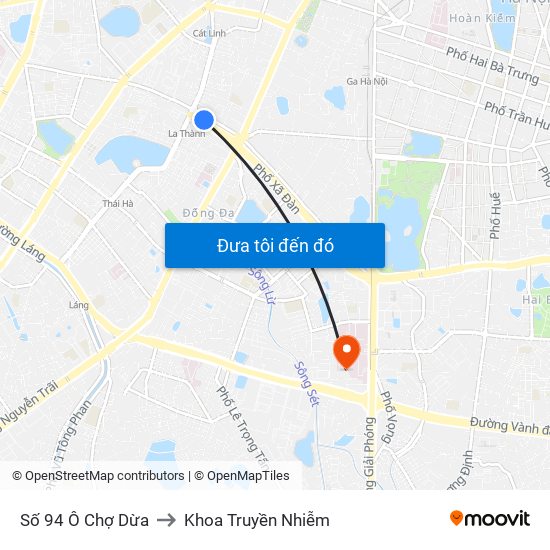 Số 94 Ô Chợ Dừa to Khoa Truyền Nhiễm map
