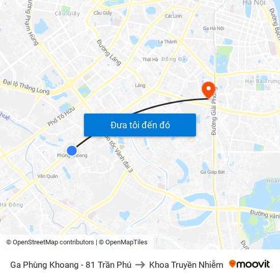 Ga Phùng Khoang - 81 Trần Phú to Khoa Truyền Nhiễm map
