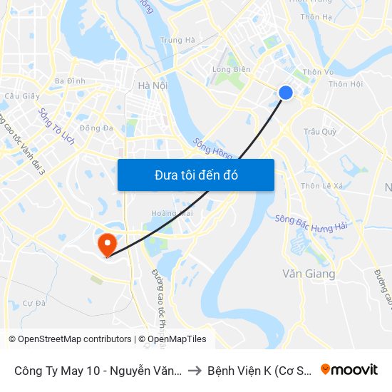 Công Ty May 10 - Nguyễn Văn Linh to Bệnh Viện K (Cơ Sở 2) map