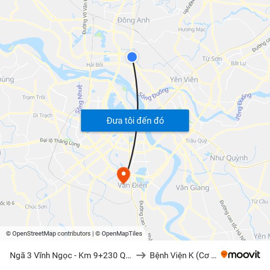 Ngã 3 Vĩnh Ngọc - Km 9+230 Quốc Lộ 3 to Bệnh Viện K (Cơ Sở 2) map