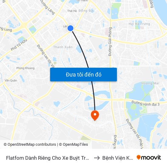 Flatfom Dành Riêng Cho Xe Buýt Trước Nhà 45 Đường Láng to Bệnh Viện K (Cơ Sở 2) map