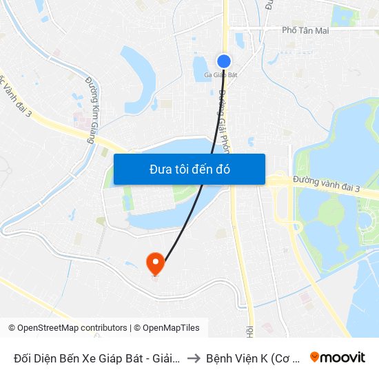 Đối Diện Bến Xe Giáp Bát - Giải Phóng to Bệnh Viện K (Cơ Sở 2) map