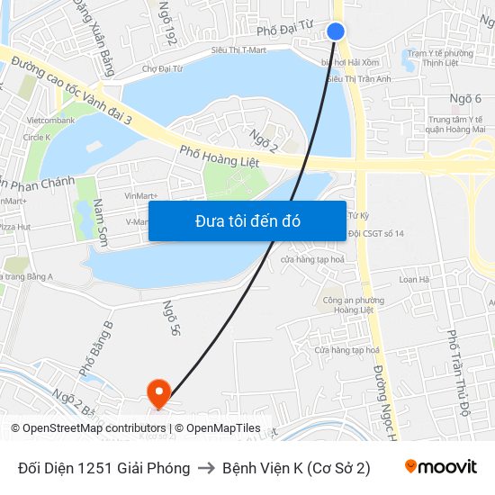 Đối Diện 1251 Giải Phóng to Bệnh Viện K (Cơ Sở 2) map