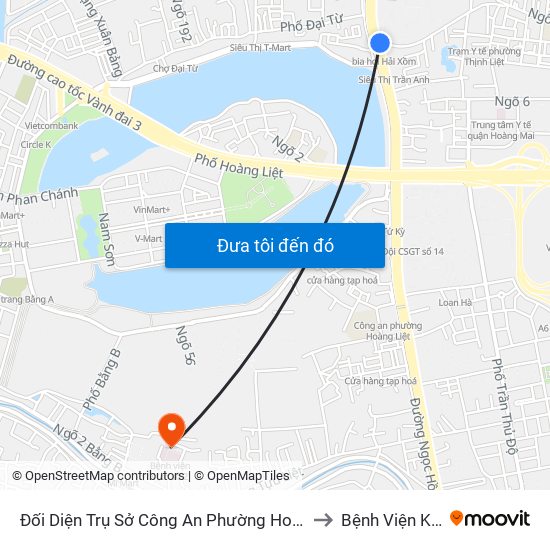 Đối Diện Trụ Sở Công An Phường Hoàng Liệt- 1277 Giải Phóng to Bệnh Viện K (Cơ Sở 2) map