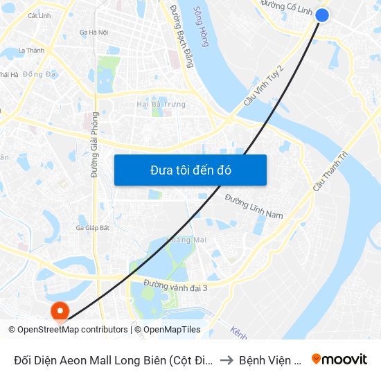 Đối Diện Aeon Mall Long Biên (Cột Điện T4a/2a-B Đường Cổ Linh) to Bệnh Viện K (Cơ Sở 2) map