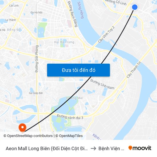 Aeon Mall Long Biên (Đối Diện Cột Điện T4a/2a-B Đường Cổ Linh) to Bệnh Viện K (Cơ Sở 2) map