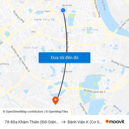 78-80a Khâm Thiên (Đối Diện 71) to Bệnh Viện K (Cơ Sở 2) map