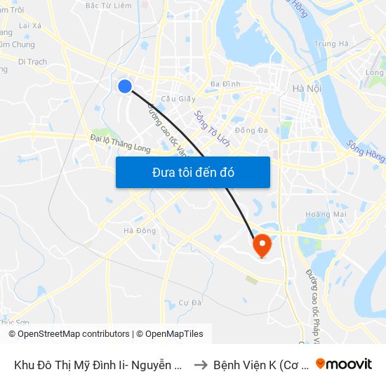 Khu Đô Thị Mỹ Đình Ii- Nguyễn Cơ Thạch to Bệnh Viện K (Cơ Sở 2) map