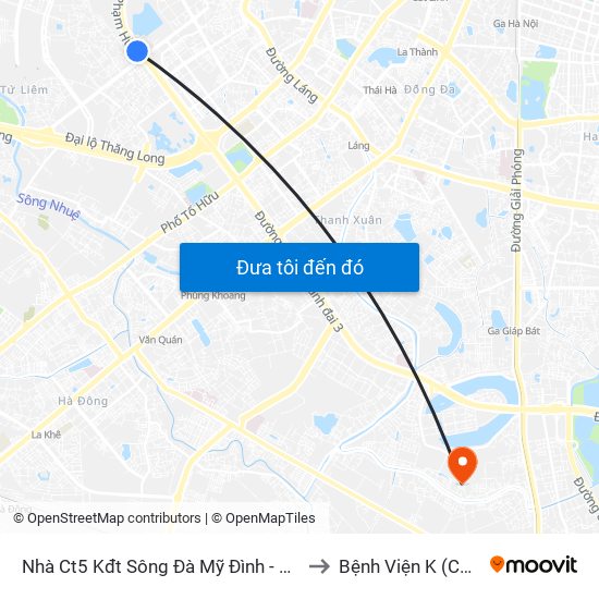 Nhà Ct5 Kđt Sông Đà Mỹ Đình - Phạm Hùng to Bệnh Viện K (Cơ Sở 2) map