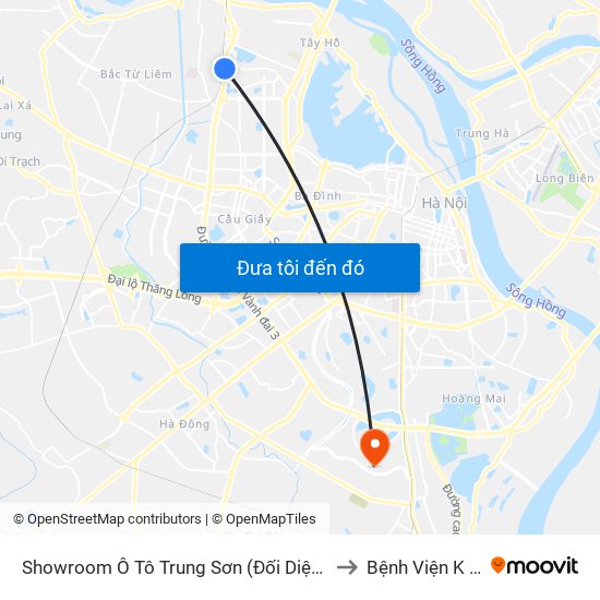 Showroom Ô Tô Trung Sơn (Đối Diện 315 Phạm Văn Đồng) to Bệnh Viện K (Cơ Sở 2) map