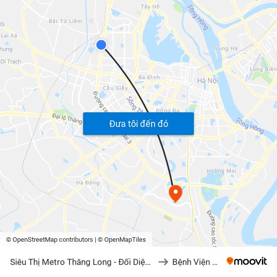 Siêu Thị Metro Thăng Long - Đối Diện Ngõ 599 Phạm Văn Đồng to Bệnh Viện K (Cơ Sở 2) map