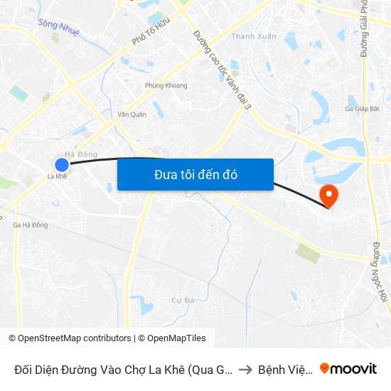 Đối Diện Đường Vào Chợ La Khê (Qua Ga Metro La Khê) - 405 Quang Trung (Hà Đông) to Bệnh Viện K (Cơ Sở 2) map