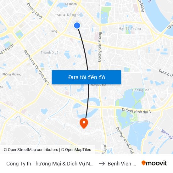 Công Ty In Thương Mại & Dịch Vụ Ngân Hàng - Số 10 Chùa Bộc to Bệnh Viện K (Cơ Sở 2) map