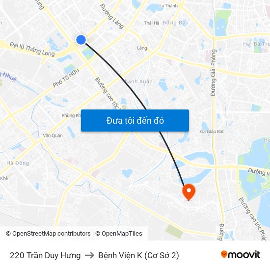 220 Trần Duy Hưng to Bệnh Viện K (Cơ Sở 2) map