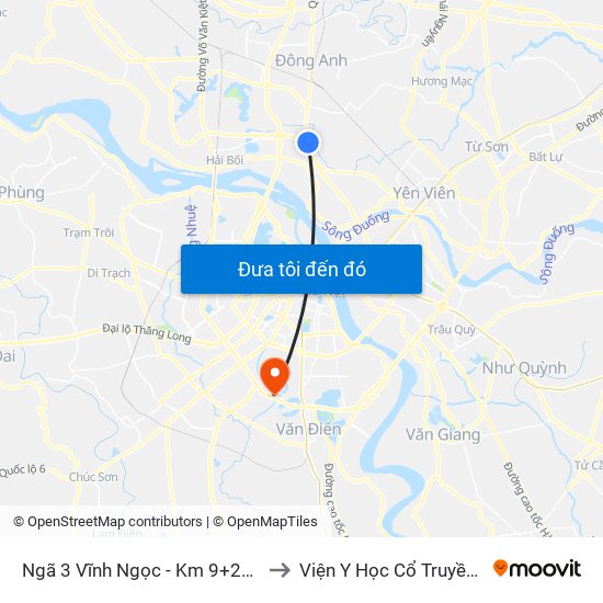 Ngã 3 Vĩnh Ngọc - Km 9+230 Quốc Lộ 3 to Viện Y Học Cổ Truyền Quân Đội map