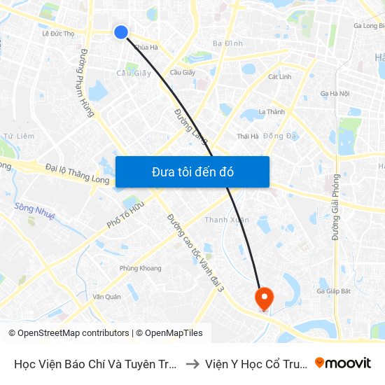 Học Viện Báo Chí Và Tuyên Truyền - 36 Xuân Thủy to Viện Y Học Cổ Truyền Quân Đội map