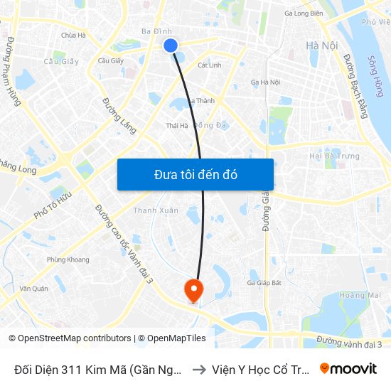 Đối Diện 311 Kim Mã (Gần Ngã 4 Kim Mã - Vạn Bảo) to Viện Y Học Cổ Truyền Quân Đội map