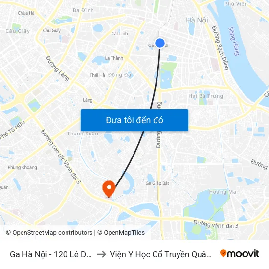 Ga Hà Nội - 120 Lê Duẩn to Viện Y Học Cổ Truyền Quân Đội map