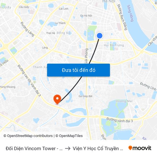 Đối Diện Vincom Tower - Bà Triệu to Viện Y Học Cổ Truyền Quân Đội map