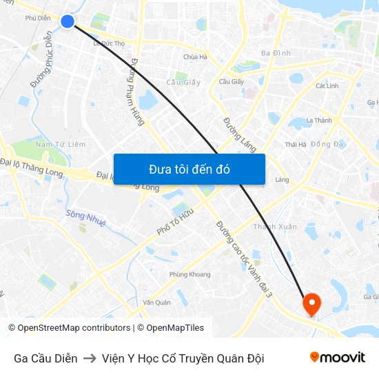 Ga Cầu Diễn to Viện Y Học Cổ Truyền Quân Đội map