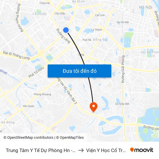 Trung Tâm Y Tế Dự Phòng Hn - 70 Nguyễn Chí Thanh to Viện Y Học Cổ Truyền Quân Đội map