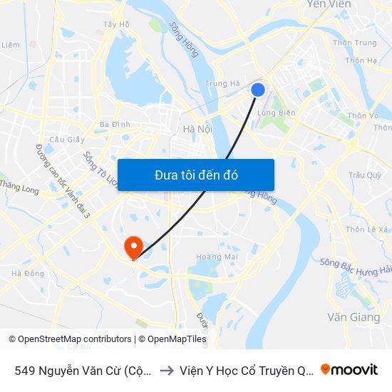 549 Nguyễn Văn Cừ (Cột Trước) to Viện Y Học Cổ Truyền Quân Đội map