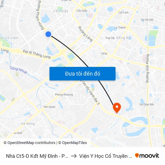 Nhà Ct5-D Kđt Mỹ Đình - Phạm Hùng to Viện Y Học Cổ Truyền Quân Đội map