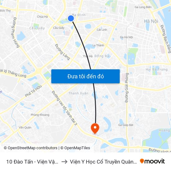 10 Đào Tấn - Viện Vật Lý to Viện Y Học Cổ Truyền Quân Đội map