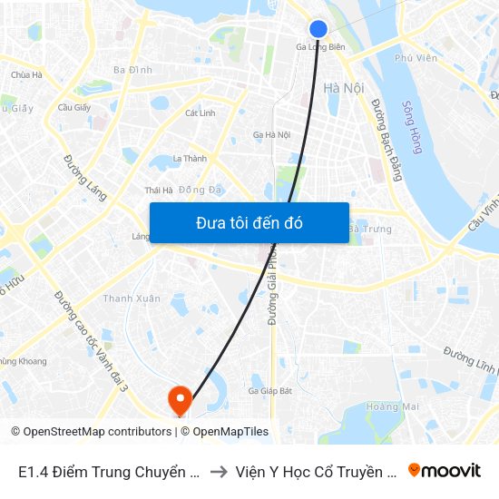 E1.4 Điểm Trung Chuyển Long Biên to Viện Y Học Cổ Truyền Quân Đội map