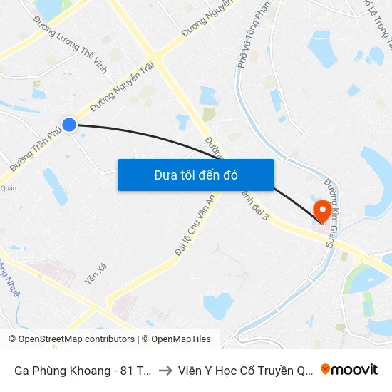 Ga Phùng Khoang - 81 Trần Phú to Viện Y Học Cổ Truyền Quân Đội map